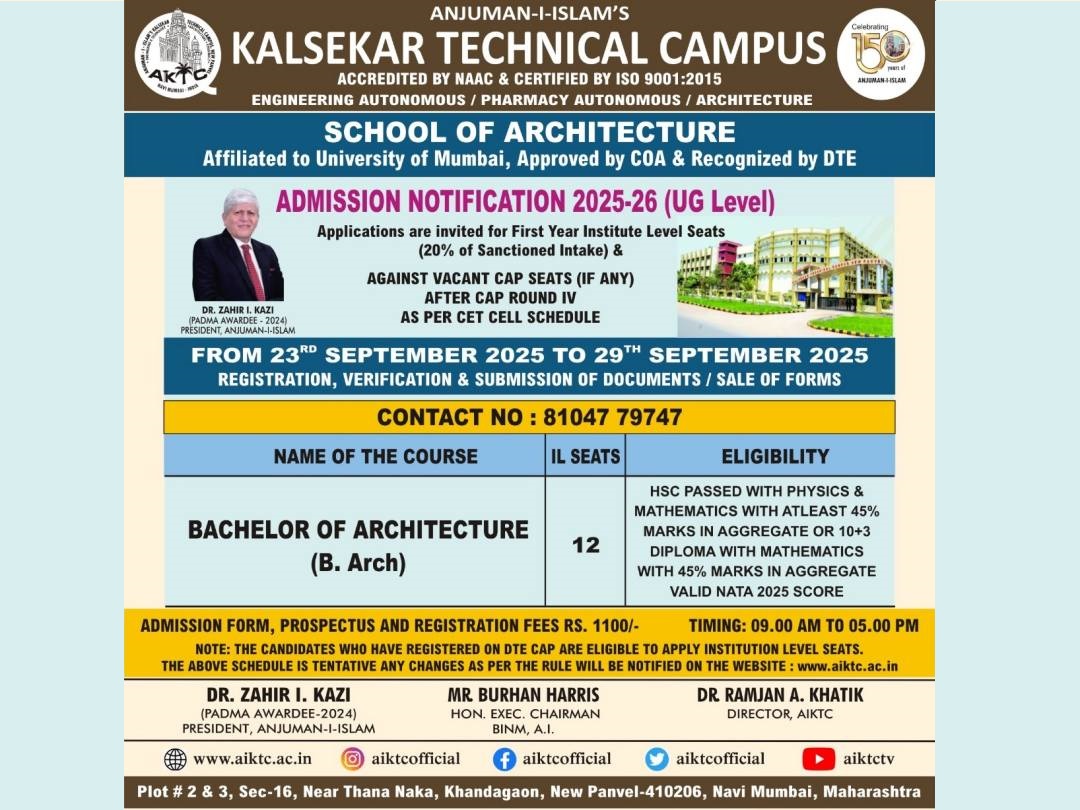 DArch Admission Notification DArch Admission Notification